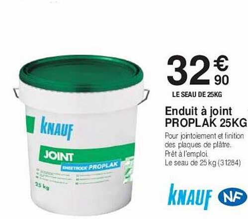 enduit à joint proplak 25kg knauf