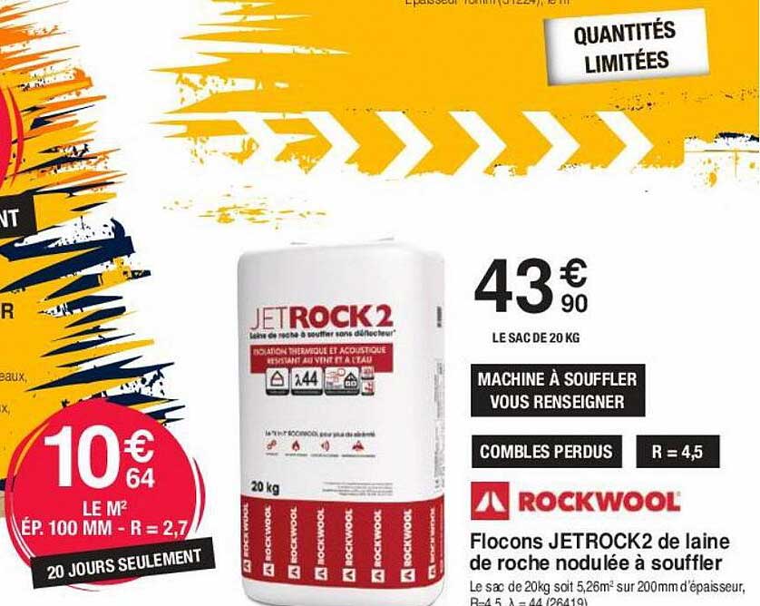 flocons jetrock 2 de laine de roche nodulée à souffler