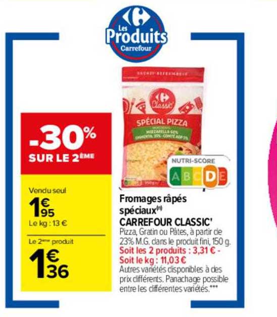 fromages râpés spéciaux carrefour classic'