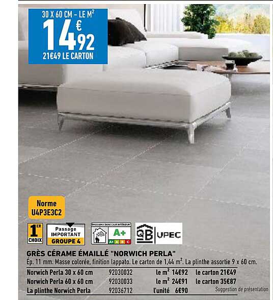 grès cérame émaillé "nordwich perla"