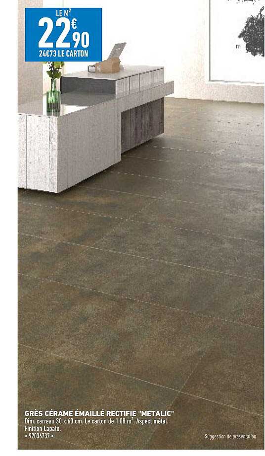 grès cérame émaillé rectifie "metalic"