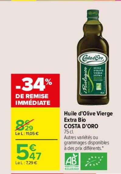 huile d'olive vierge extra bio costa d'oro