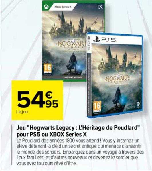 jeu "hogwarts legacy : l'héritage de poudlard" pour ps5 ou xbox series x