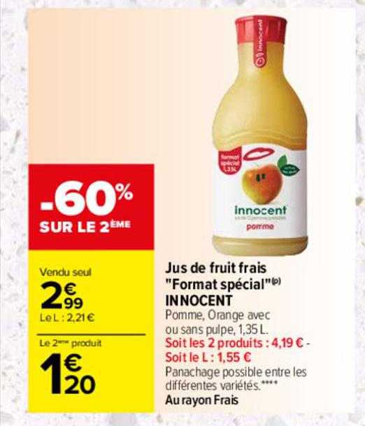 jus de fruit frais "format spécial" innocent