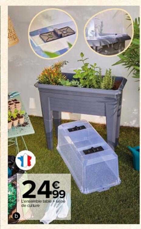 l'ensemble table + serre de culture