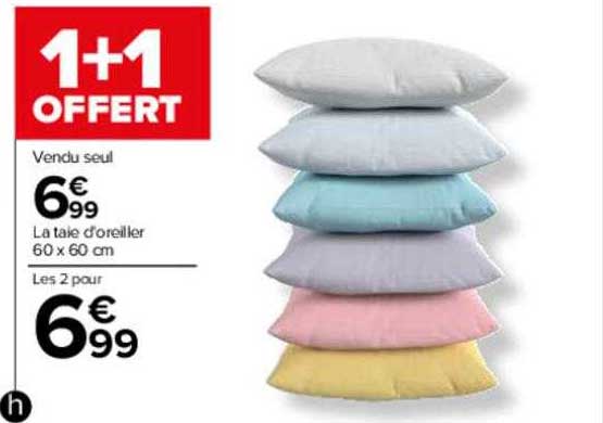 la taie d'oreiller 60 x 60 cm