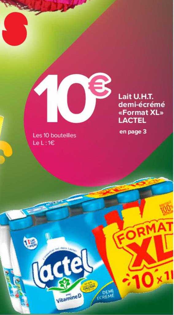 lait u.h.t. demi-écrémé «format XL» lactel