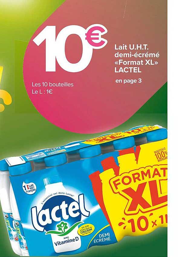 lait uht demi-écrémé "format XL" lactel