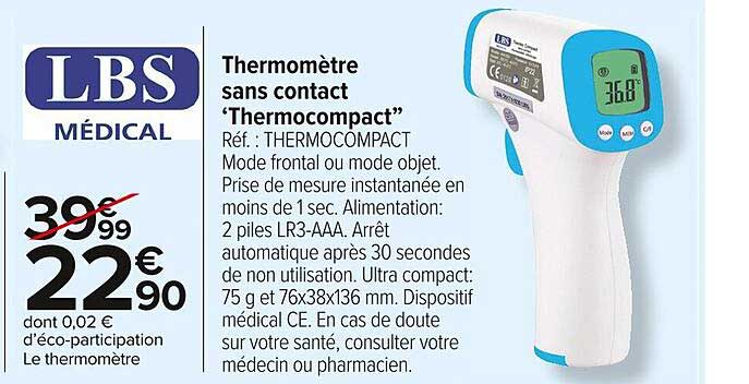 lbs médical thermomètre sans contact 'thermocompact'