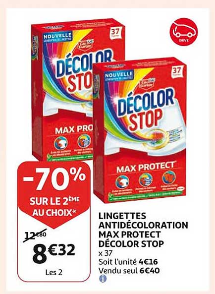 lingettes antidécoloration max protect décolor stop