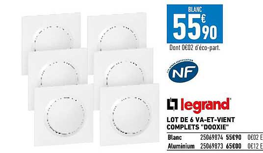 lot de 6 va-et-vient complets "dooxie" legrand