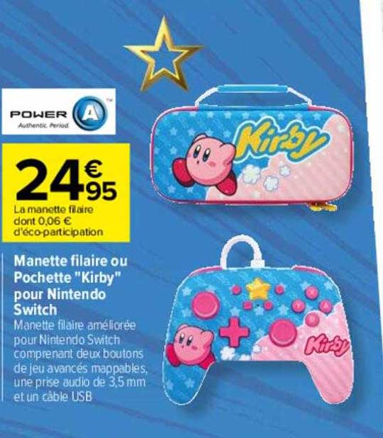 manette filaire ou pochette "kirby" pour nintendo switch