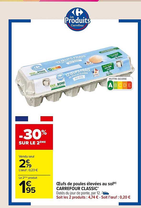 oeufs de poules élevées au sol carrefour classic