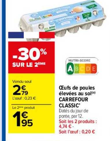 œufs de poules élevées au sol carrefour classic'