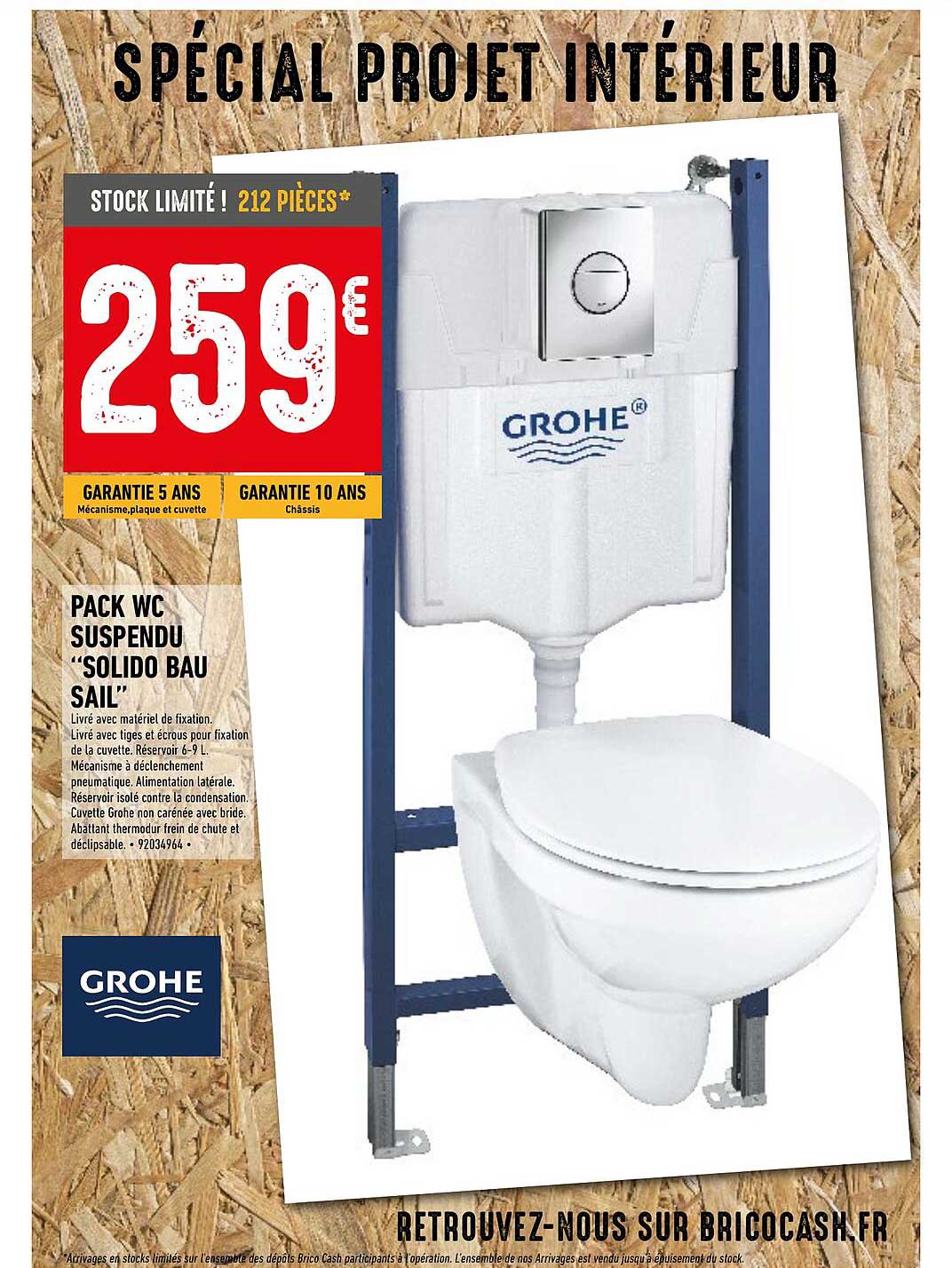 pack wc suspendu "solido bau sail" grohe