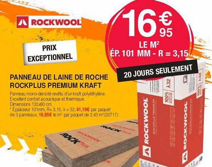 panneau de laine de roche rockplus premium kraft
