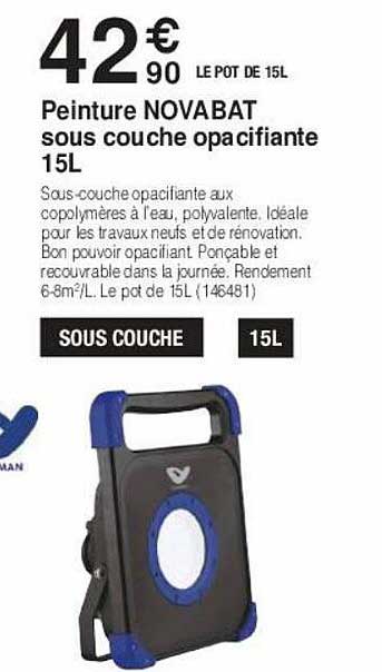 peinture novabat sous couche opacifiante 15 l