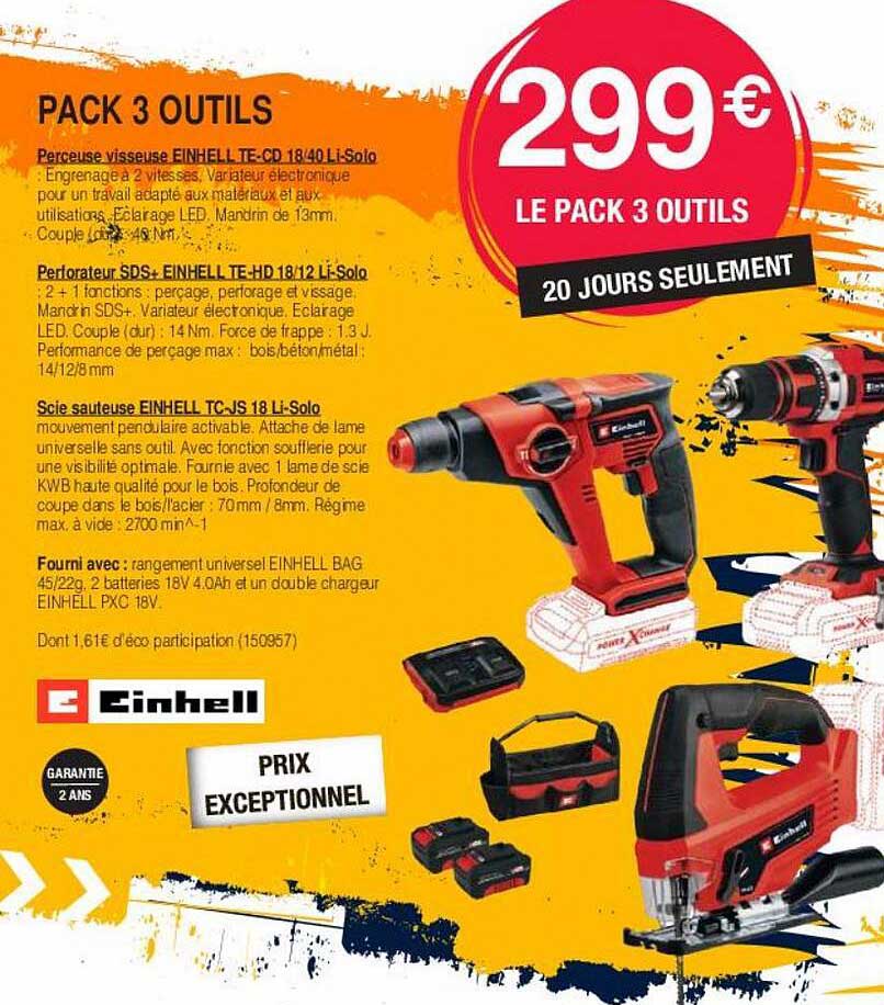 perceuse visseuse einhell te-cd 18-40 li-solo, perforateur sds+ einhell tc-js 18 li-solo