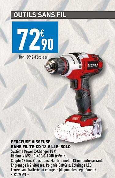 perceuse visseuse sans fil te-cd 18 v li e-dolo