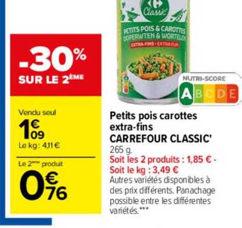 petits pois carottes extra-fins carrefour classic'
