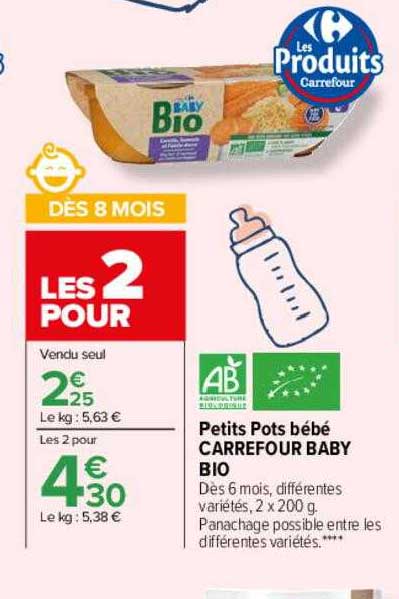 petits pots bébé carrefour baby bio