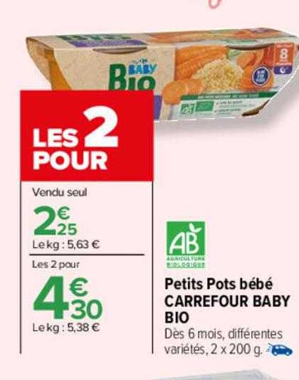 petits pots bébé carrefour baby bio