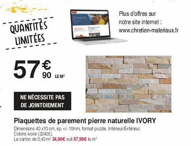 plaquettes de parement pierre naturelle ivory