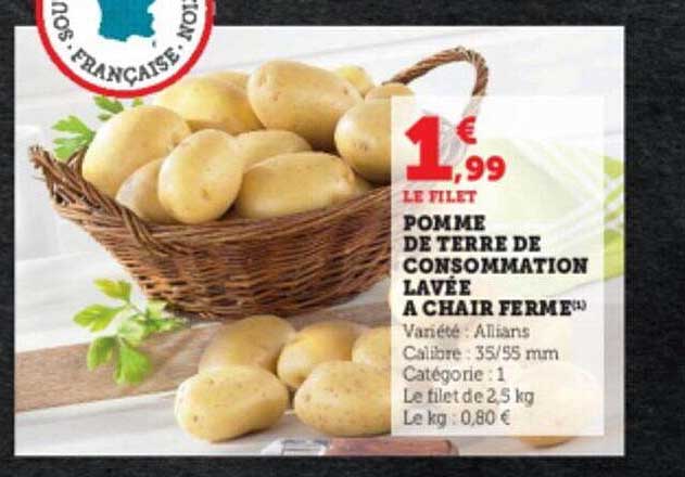 Pomme De Terre De Consommation Lavée à Chair Ferme