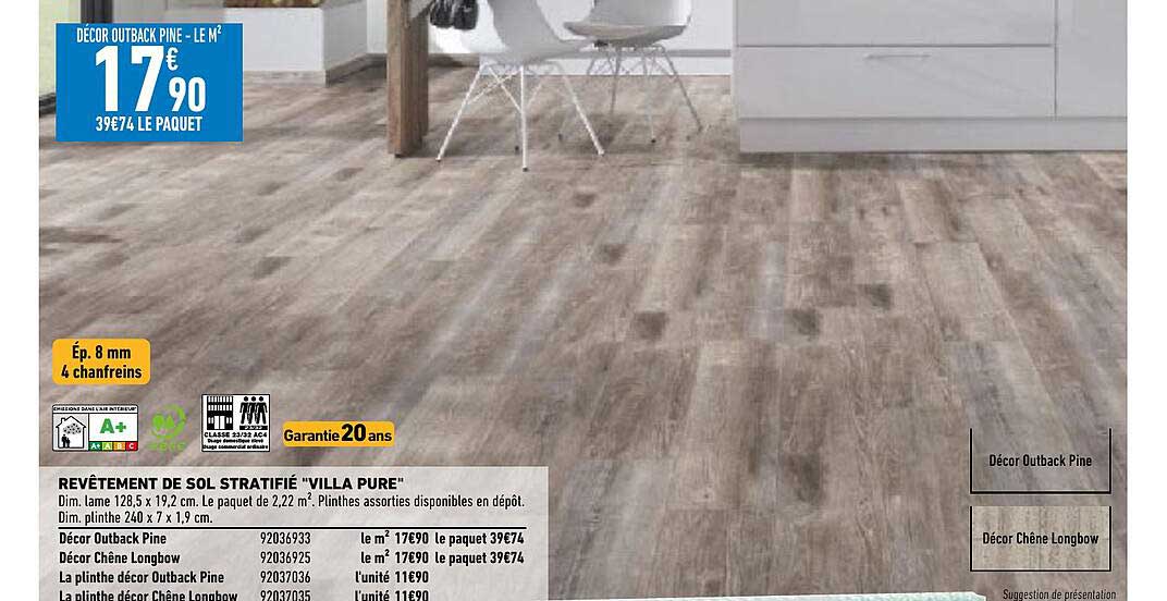 revêtement de sol stratifié "villa pure"