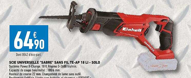 scie universelle "sabre" sans fil te-ap 18 li - solo