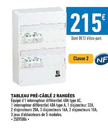 tableau pré-câblé 2 rangées