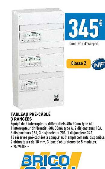 tableau pré-câblé 3 rangées