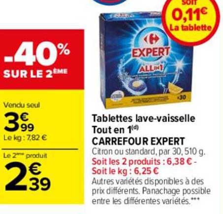 Tablettes Lave-vaisselle Tout En 1 Carrefour Expert