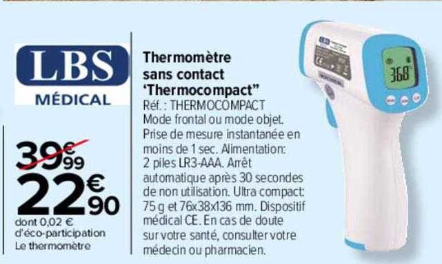 thermomètre sans contact «thermocompact» lbs médical