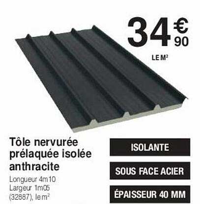 tôle nervurée prélaquée isolée anthracite