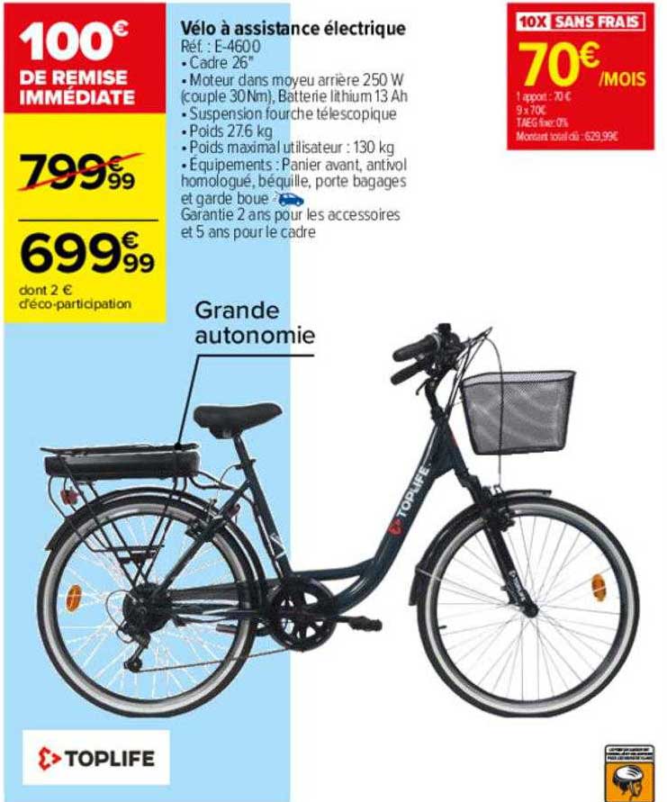 vélo à assistance électrique toplife