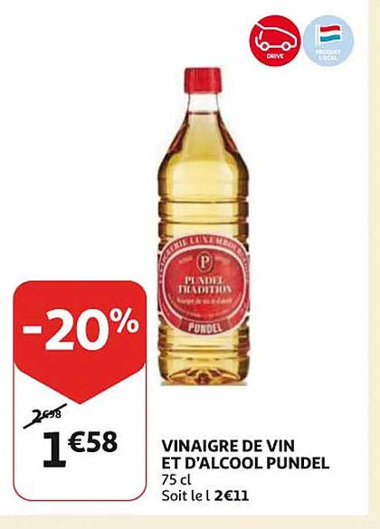 vinaigre de vin et d'alcool pundel