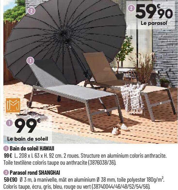 bain de soleil hawaii, parasol rond shanghai