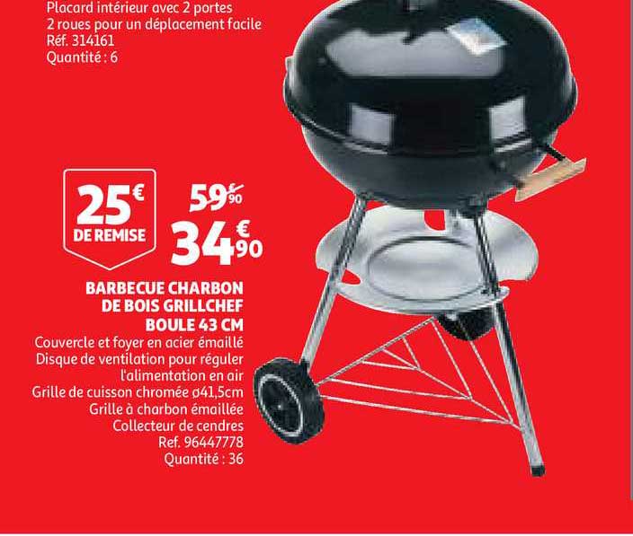 Barbecue Charbon De Bois Grillchef Boule 43 Cm