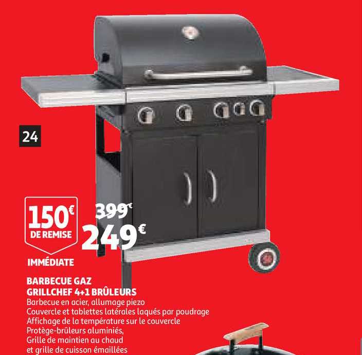barbecue gaz grill chef 4+1 brûleurs