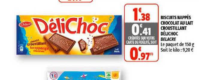 Biscuits Nappés Chocolat Au Lait Croustillant Délichoc Delacre