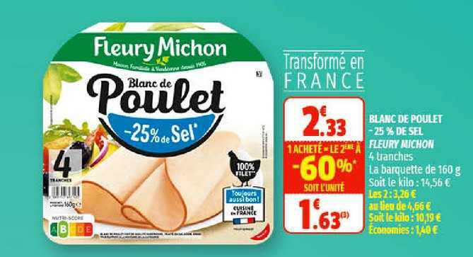 blanc de poulet -25% de sel fleury michon