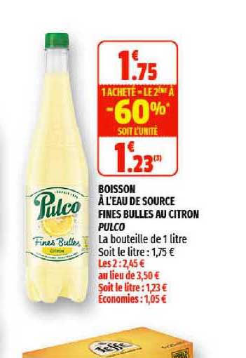 boisson à l'eau de source fines bulles au citron pulco