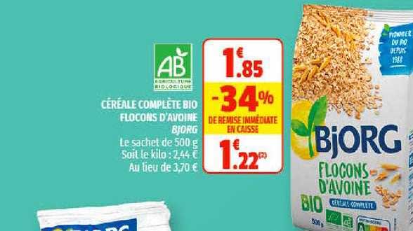 céréale complète bio flocons d'avoine bjorg