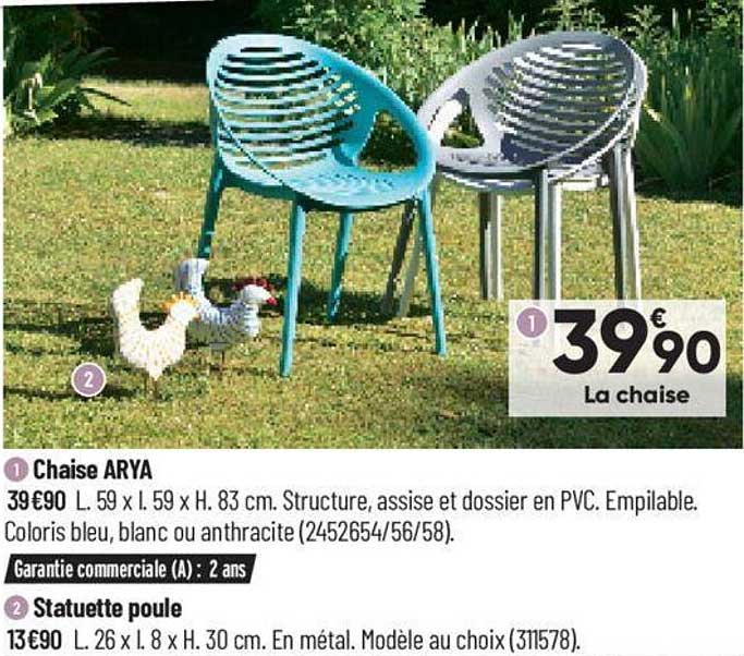 chaise arya, statuette poule