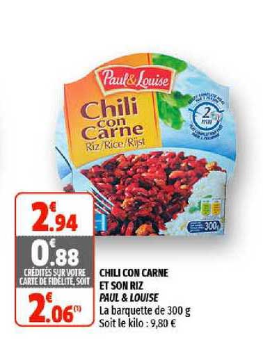 chili con carne et son riz paul & louise