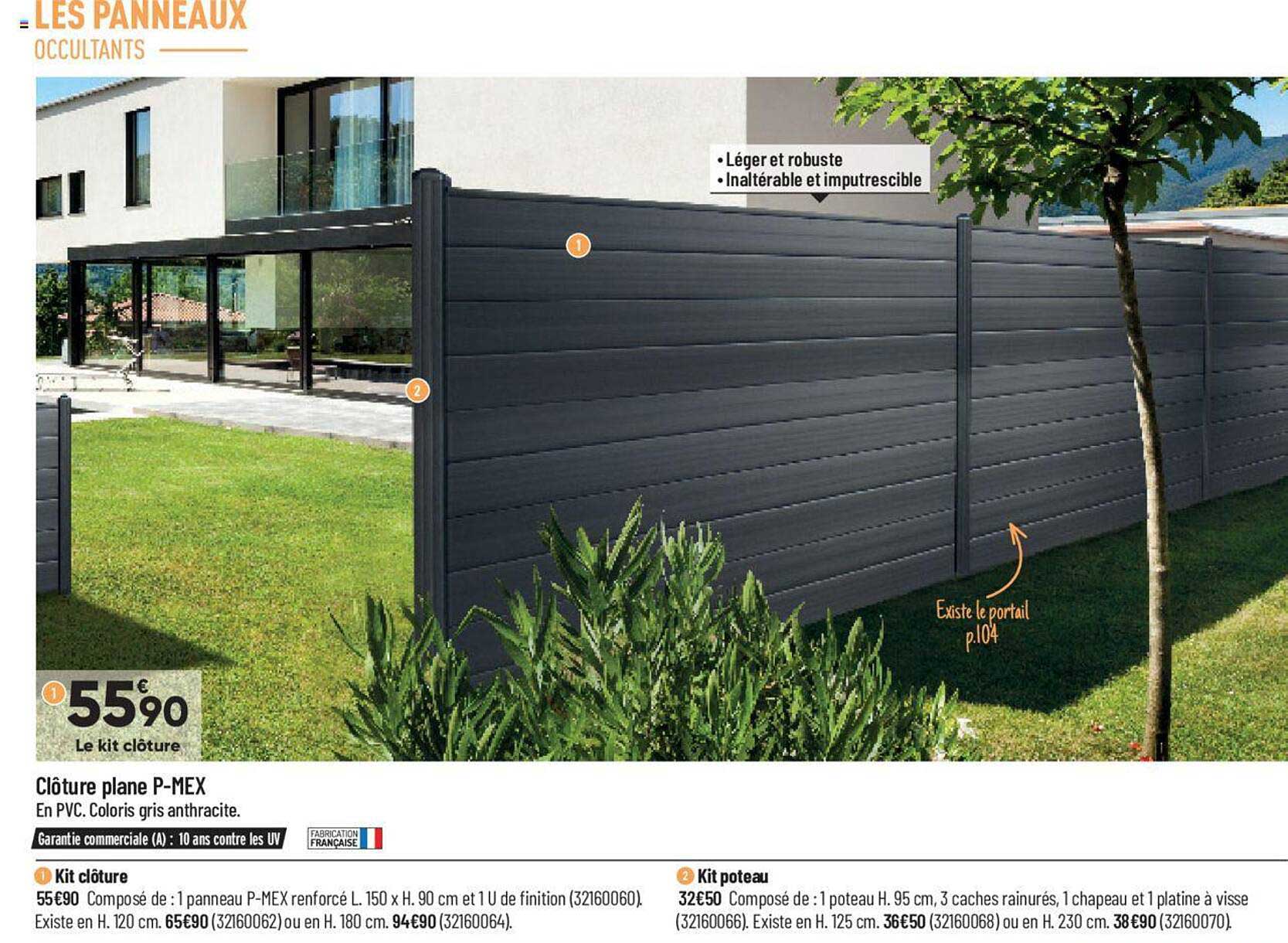 clôture plane p-mex : kit clôture, kit poteau