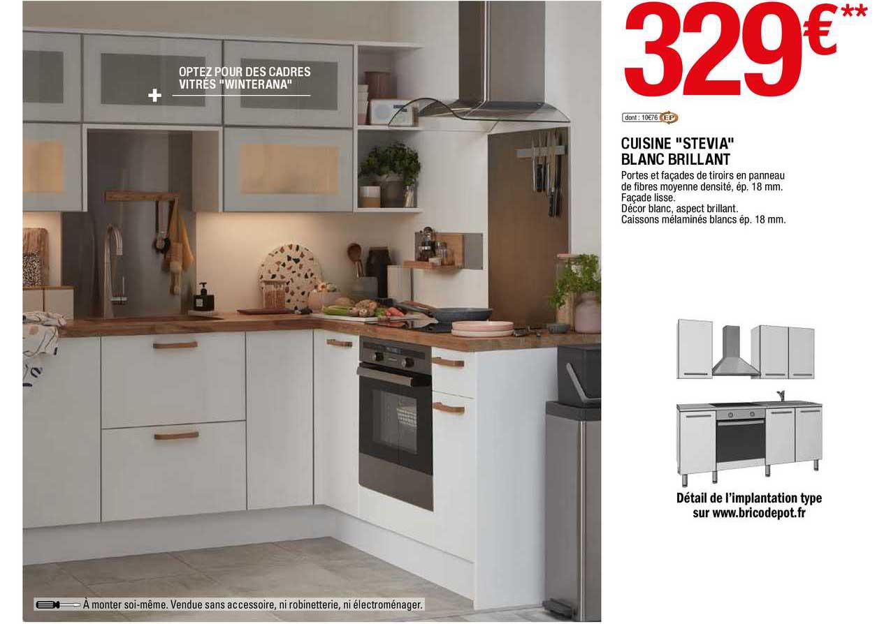 cuisine "stevia" blanc brillant