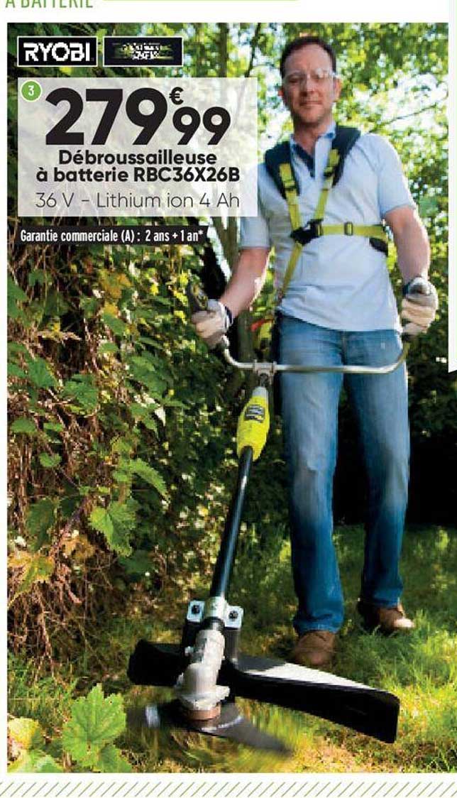 débroussailleuse à batterie rbc36x26b ryobi