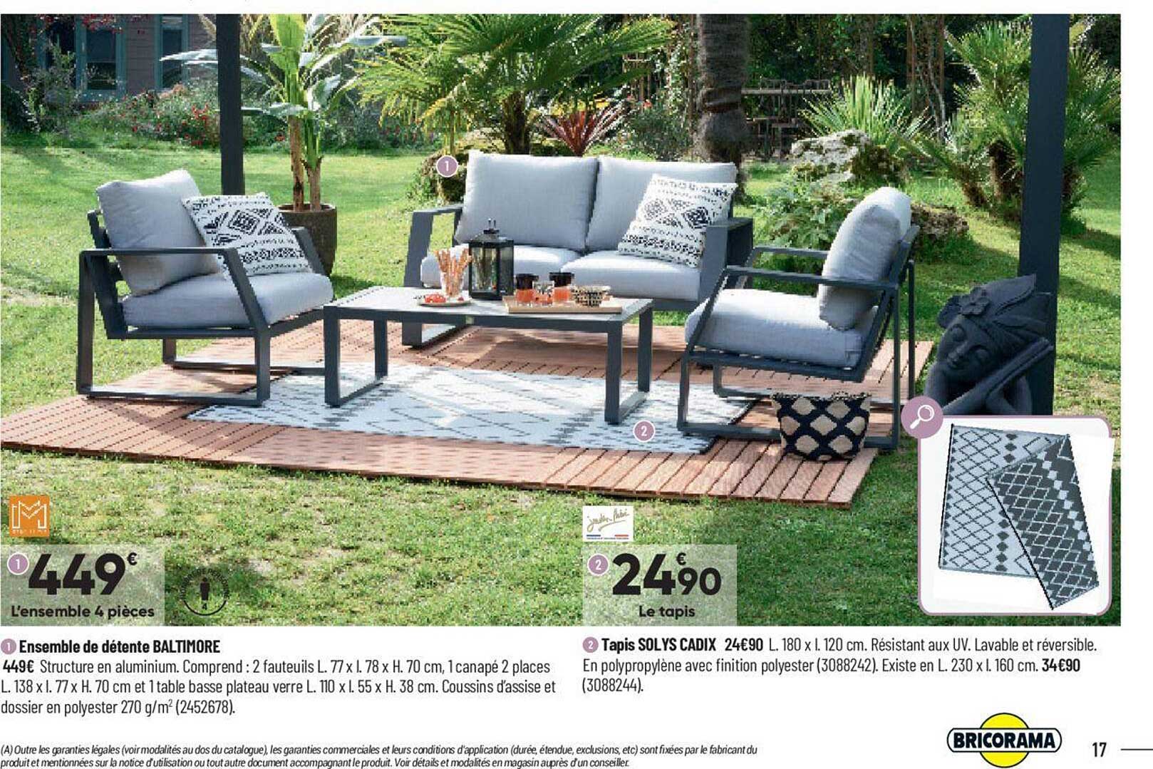 ensemble de détente baltimore, tapis solys cadix